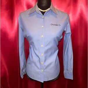 Chase Bank Lands End BLUE Uniform Button Down